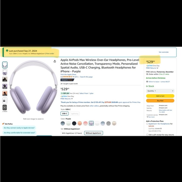 Purple Apple AirPods Max USB-C - Picture 12 of 15